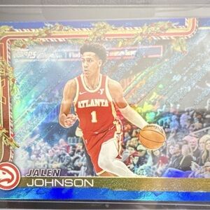 Topps 2025 Holiday Jalen Johnson H52 Atlanta Hawks Holiday Metallic Blue Glitter
